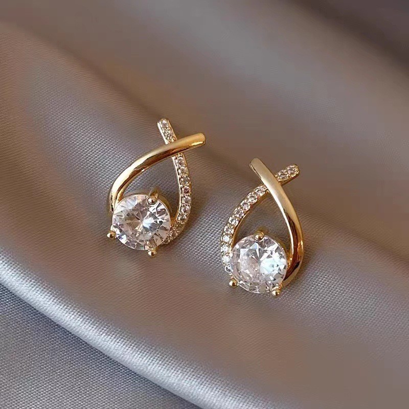 JelitaFash- Anting Moissanite Anting Emas 24 Karat Asli Berlian Anting Titanium Anti Karat GRA