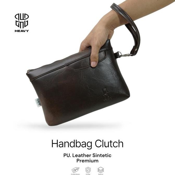 Heavy Official - Handbag Clutch Kotak Tas Tangan Pria Wanita Unisex | Kulit PU Sintetis Cowok