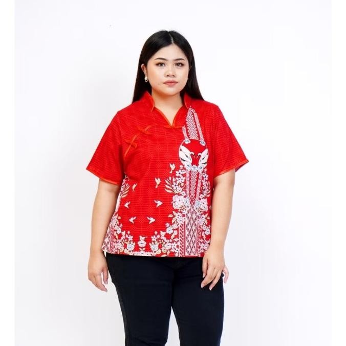 Tersedia Blouse Batik Cheongsam Imlek CNY Sincia Qupao Wanita Big Size Jumbo