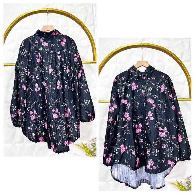 Tersedia READY STOCK BEFA - MUNNA BLOUSE PLISKET MOTIF BUNGA Baju Wanita Katun Panjang