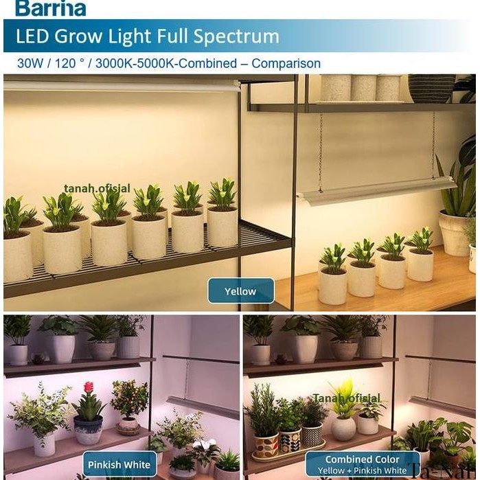 Murah Barrina T5 Batten 30W 60Cm 3-Changeable Colour 120 Led Grow Light Full Spectrum