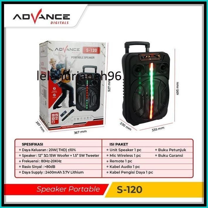 BISA DIKIRIM HARI INIADVANCE SPEAKER BLUETOOTH KARAOKE PORTABLE+2XMIC WIRELESS TWS 12INCH 120