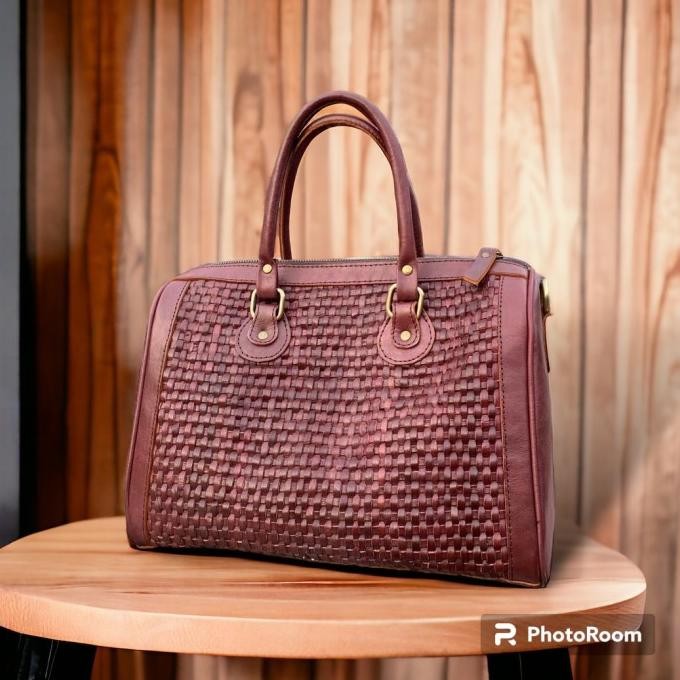 tas kulit anyaman handbag - tas kulit wanita asli