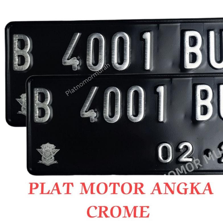 plat nomor motor angka crom / angka silver