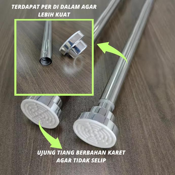 ES Tiang Gantungan Serbaguna Teleskopik Tiang Gantungan Baju Hanger