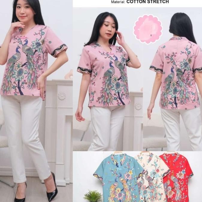 Tersedia Blouse batik cheongsam wanita Imlek CNY Sincia big size jumbo katun