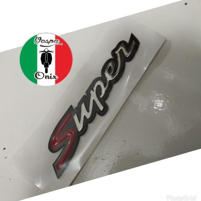 STIKER EMBLEM TULISAN SUPER VESPA GTS VESPA ORIGINAL
