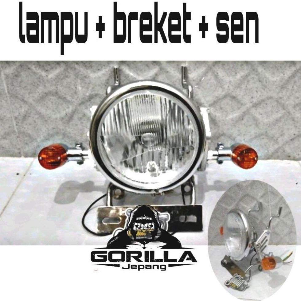 paket lampu depan motor jute pesek set dudukan lampu depan dan sen bulat palu