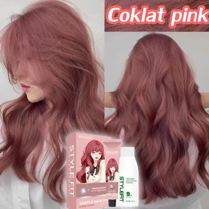 Pewarna alami & cerahcoklat pink cat rambut 200MLProses Cepat, Hasil Memuaskancat rambut pink,cat ra