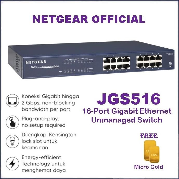 promo Netgear JGS516 Switch 16-Port 10/100/1000 Mbps Gigabit Ethernet
