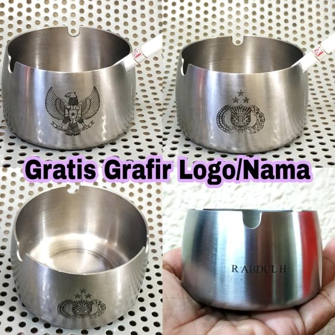 asbak stainless mewah exclusive gratis Grafir logo atau nama