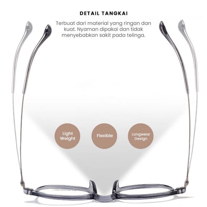 Kacamata Frame Square Fashion Blueray Photocromic Berrybarton 7905