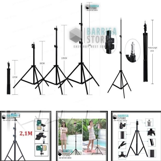 Tripod HP Panjang 2 Meter Stand Kamera Lampu Tripot Handphone 2.1M