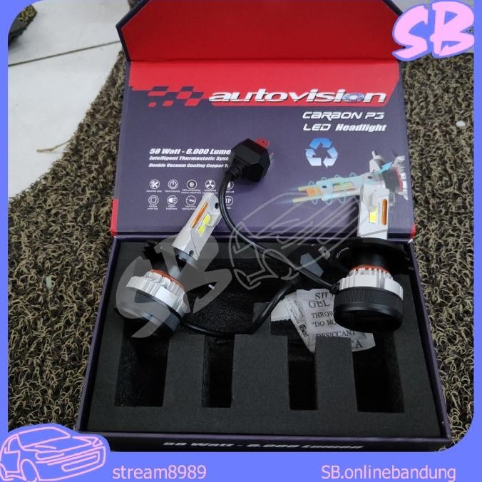 LED Autovision Carbon P3 58 watt H1 H4 H7 H11 HB3 HB4 garansi 2 tahun