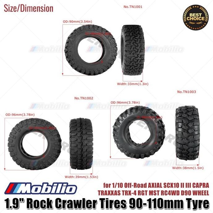 Ban 1.9" Rock Crawler Tires 90-110Mm Tyre For 1/10 Off-Road Axial Scx10 Ii Iii Capra Traxxas Trx-4 R