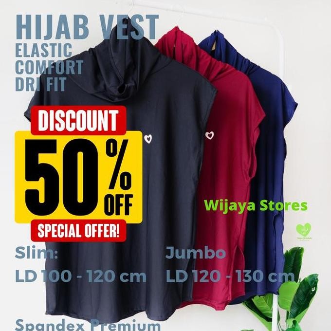 Jual Murah Hijab Vest Sport Instan Ld 100 S/D 130 Cm Bahan Spandeks Premium Nyaman Elastis Dan Quick