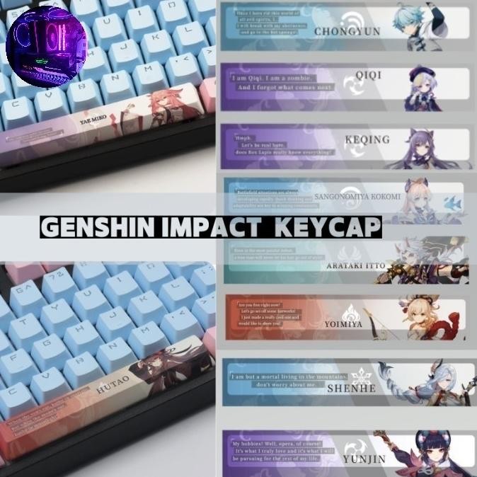 Keycap Keycaps Spacebar Genshin Profile Oem Ganyu Hutao Raiden Shogun Kamisato Ayaka Restock