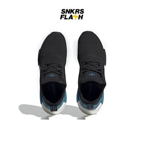 ADIDAS Nmd R1 Black Blue Sepatu Sneakers Wanita - HQ4461 - Size 39.3