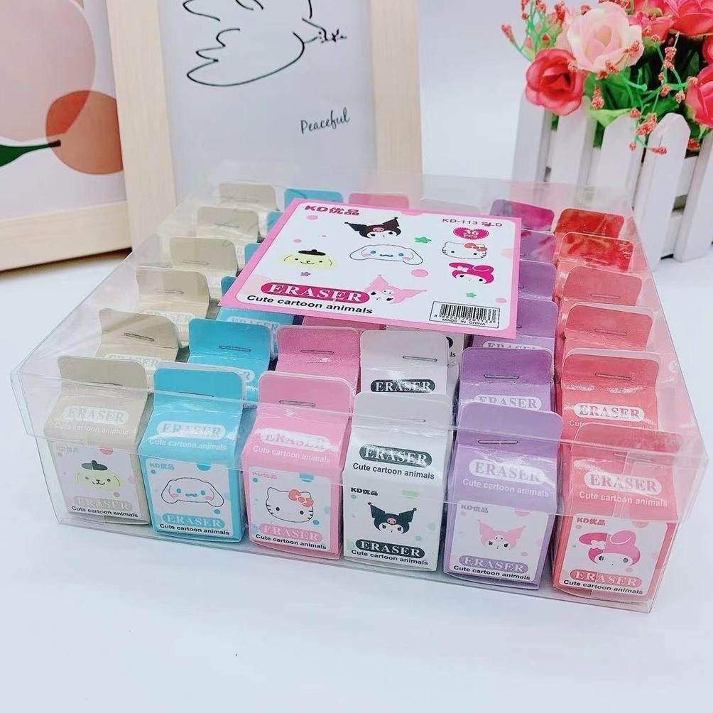 

Milk Box Eraser Cute Character Head Alat Tulis Penghapus Lucu