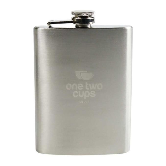 HJK Botol Minum Wine Wisky Vodka Gepeng Stainless Steel KB1331 [Silver] Minuman