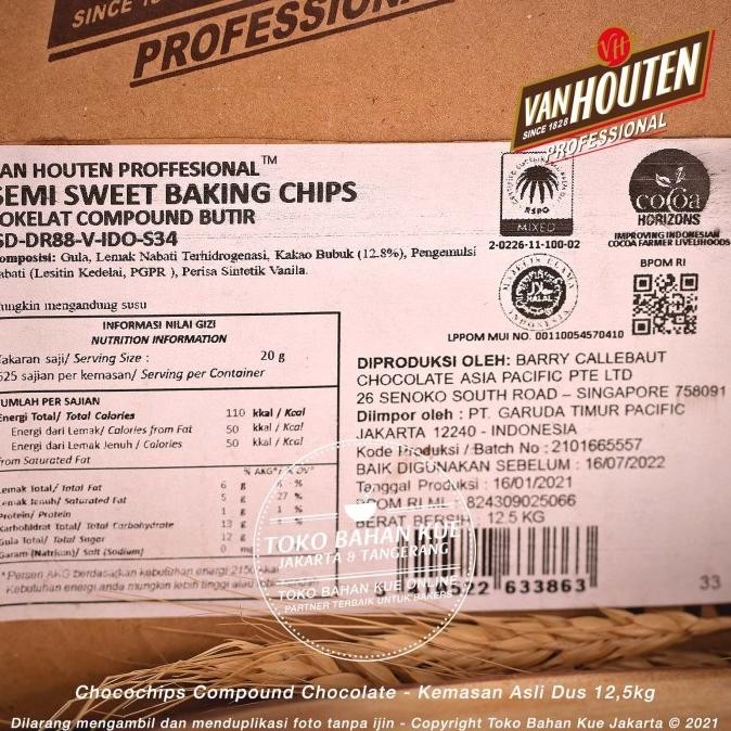 

Grosir Van Houten - Semi Sweet Compound Chocochips 1Kg Choco Chips Cokelat