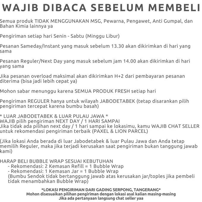 

Grosir Bumbu Sendok Paket (3 Jar) Bumbu Dasar Putih, Kuning, Merah 200G