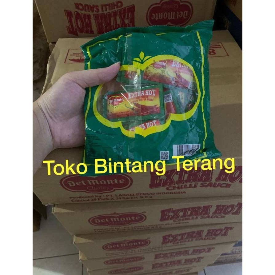 

Murah Delmonte Saos Sambal Extra Hot Sachet Stick 1 Dus Isi 20 Pak X 24 Stik