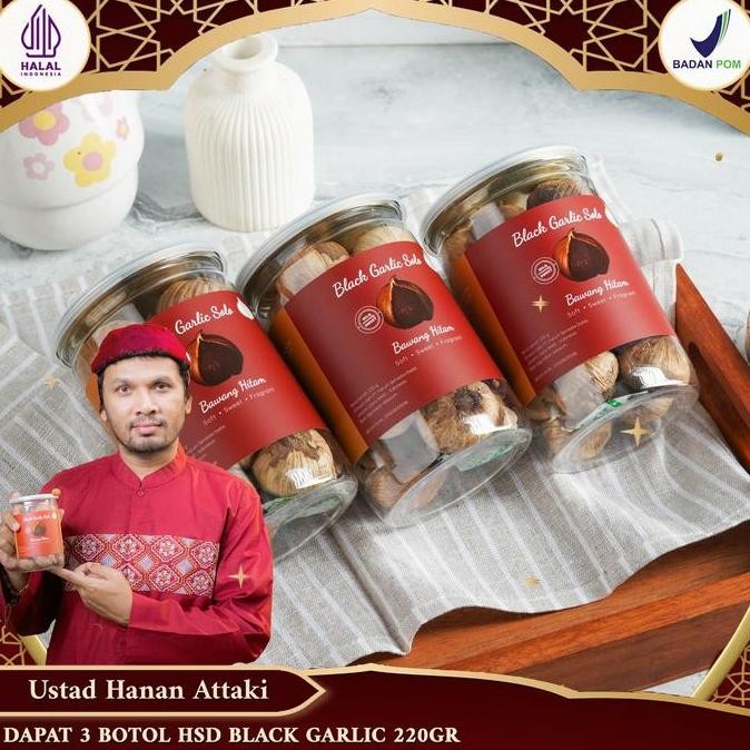 

Promo 3 Botol Black Garlic Solo ( Bawang Hitam Tunggal) 220 Gr