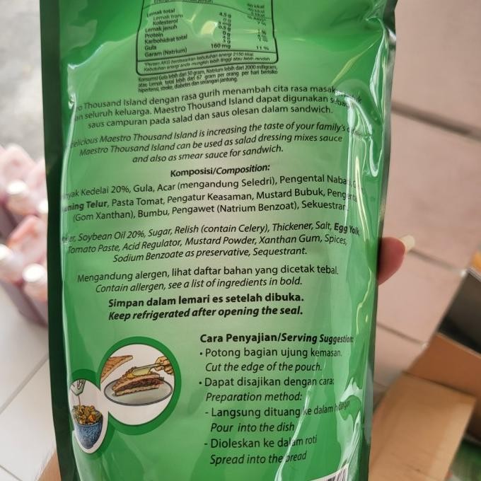 

Promo Mayonais Maestro Salad Thousand Island 1 Kg 1 Dus Isi 10 Pcs Karton
