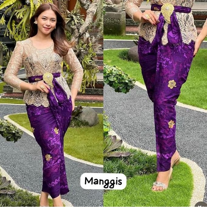 KAMEN SONGKET BORDIR BALI KATUN ENDEK TRETES EMAS (KAMEN LEMBARAN) + SELENDANG // KAIN BALI