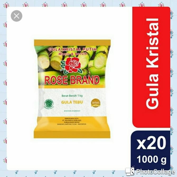 

Grosir Gula Rosebrand Kristal Putih Manis Kemasan 1Kg X 1 Karton Isi 20Pcs