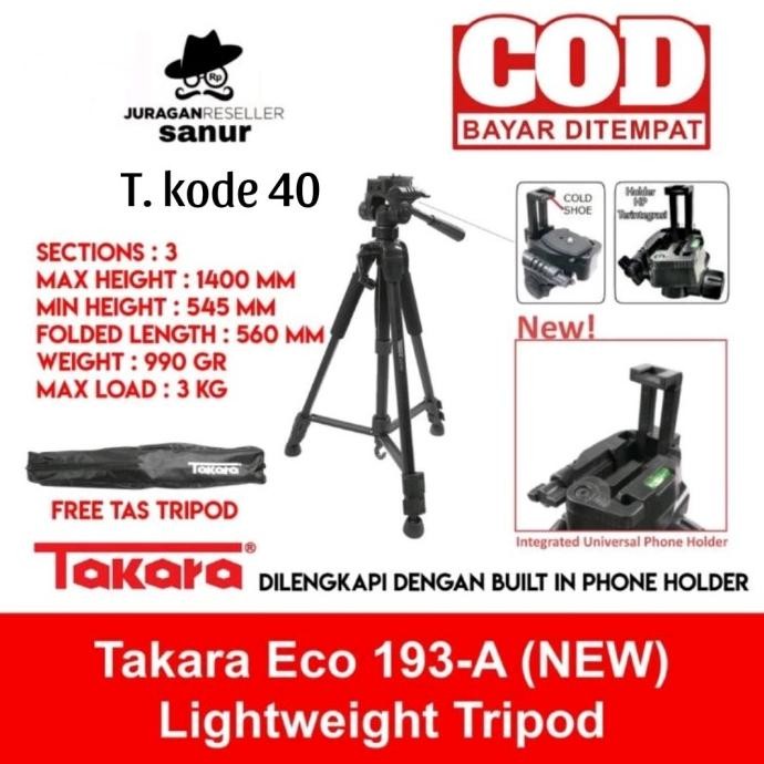 Tripod Takara ECO-193A For kamera Mirroless DSLR for Canon Fuji flim