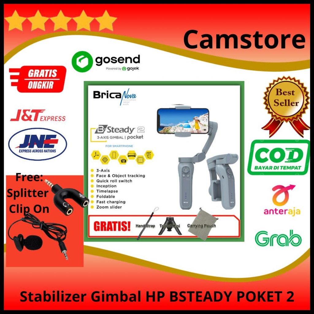 BRICA B-STEADY 2 POCKET GIMBAL STABILIZER - BRICA BSTEADY 2P - BRICA B STEADY GIMBAL SMARTPHONE