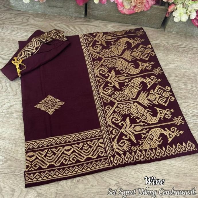 MURAH SET SAPUT UDENG KATUN BORDIR SONGKET / BUSANA ADAT PRIA BALI / UDENG BORDIR