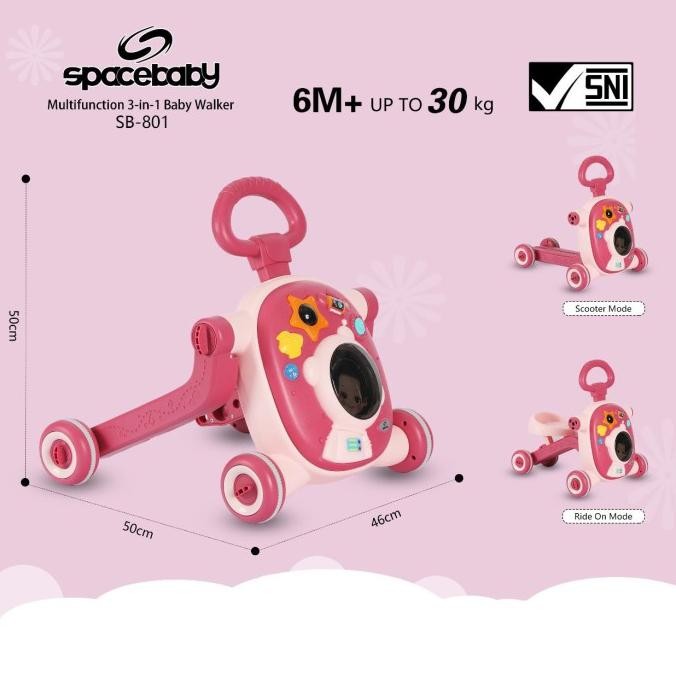TERBARU - Push Walker Baby Walker Space Baby SpaceBaby SB 801 SB801 SB-801 3in1