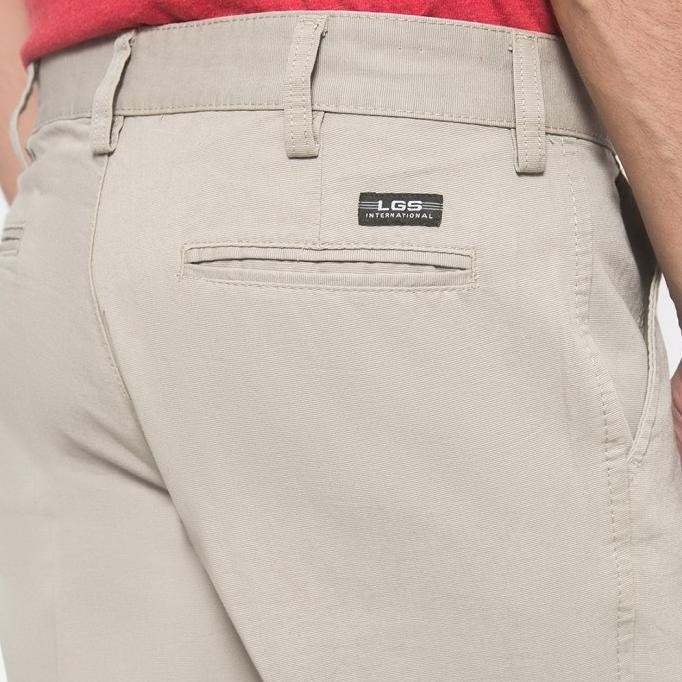 Sale Lgs - Celana Panjang Casual Pria Motif Polos Warna Khaki Regular Fit