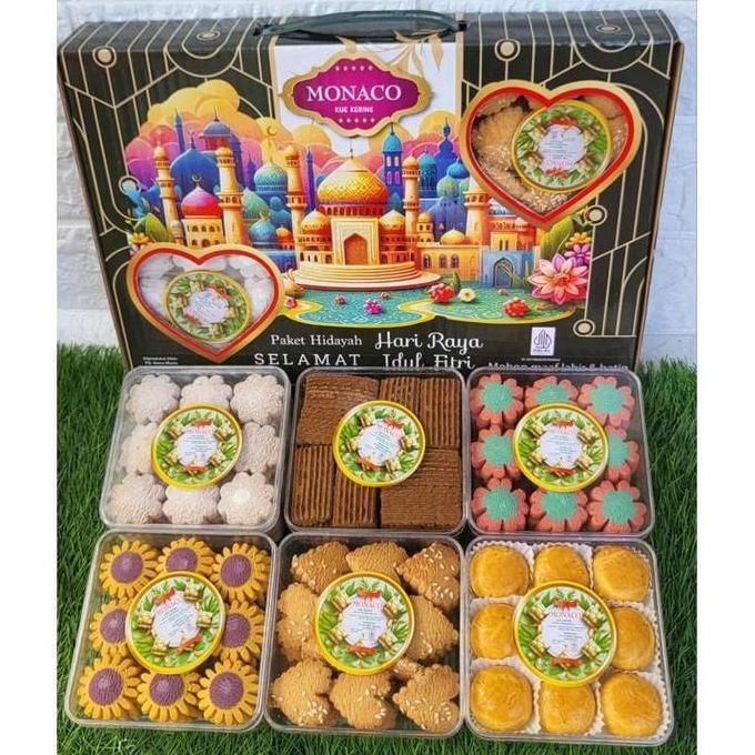 

MONACO PAKET KUE LEBARAN 6 toples/Bingkisan Idul Fitri/Hampers Lebaran