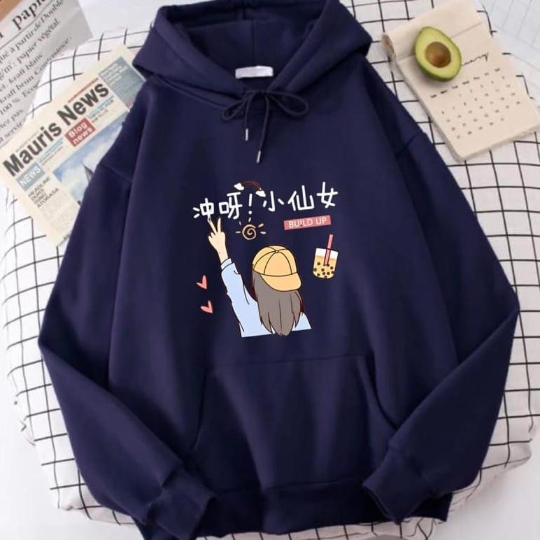 SWEATER HOODIE ANAK BUILD UP GIRL BOBA UNISEX
