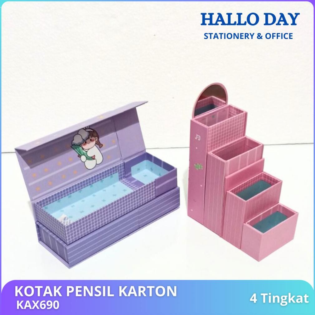 

Wwr-76 Hd Kotak Pensil Karton Berdiri Tingkat + Cermin / Tempat Pensil Anak Sekolah