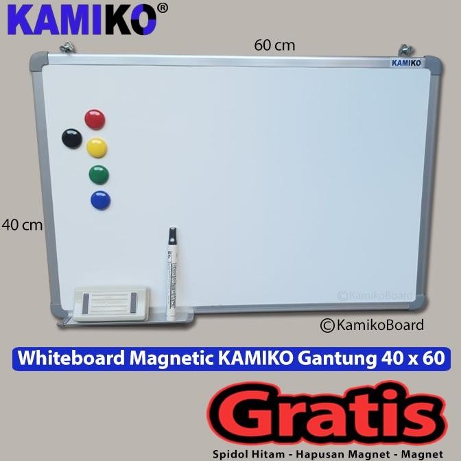 

Whiteboard Kamiko 40 x 60 cm Gantung - Spidol Hitam - Magnet - Hapusan by Radhiant official