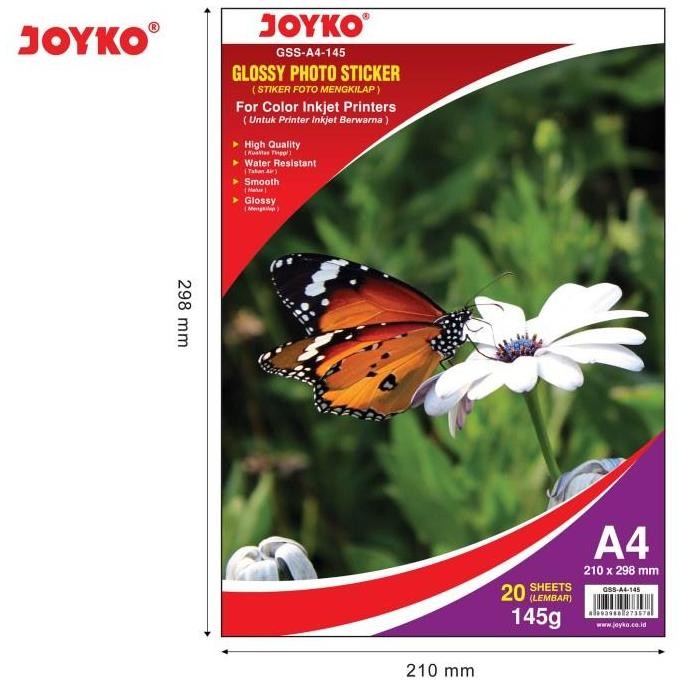 

Glossy Photo Sticker / Kertas Foto Stiker Joyko Gss-A4-145 145 Gr Gram Best Seller