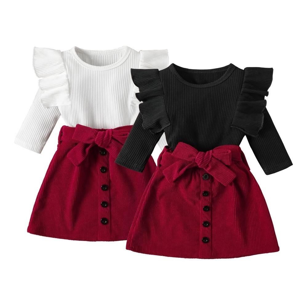 [Meandboss] Sale Ssp52-Setelan Set Anak Perempuan Blouse + Rok Fanel