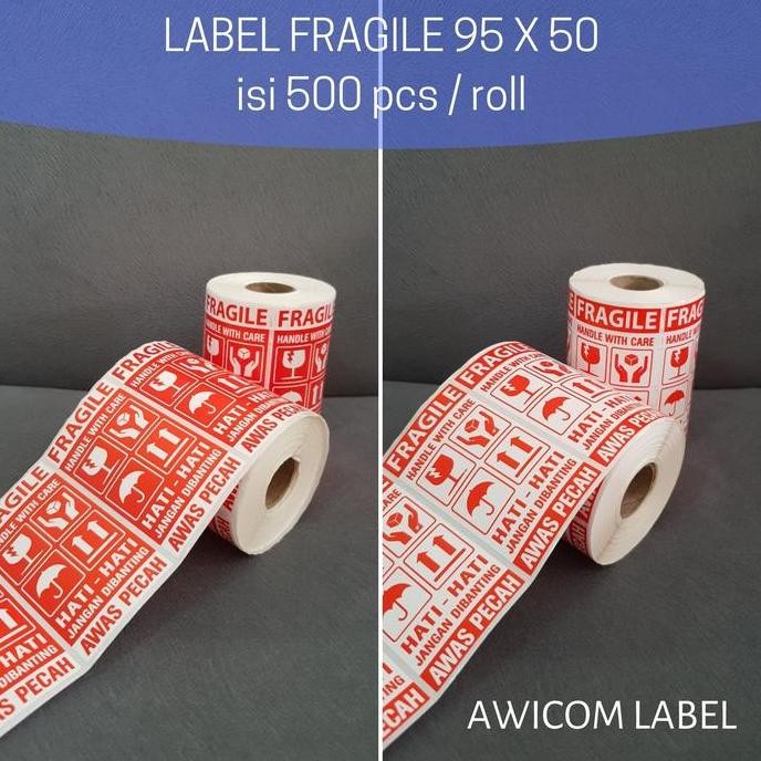 

Label Sticker FRAGILE 95x50 HANDLE WITH CARE HATI-HATI JANGAN DIBANTING AWAS PECAH 95 x 50 isi 500 Merah by Radhiant official