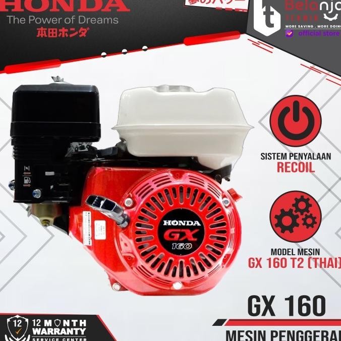 ready Honda Mesin Penggerak GX 160 Thailand 5.5 HP Bensin Serbaguna GX160