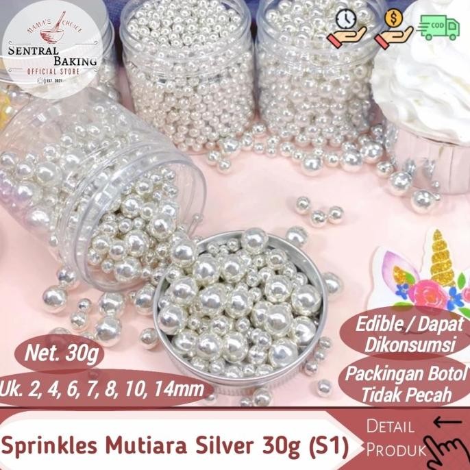 

TERSEDIA Sprinkle Kue Mutiara Silver Perak 30gr (S1) / Springkel Springkle Kue