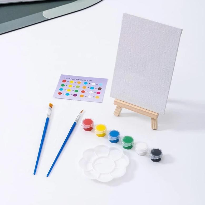 

Bview Art 8*15Cm Oil Painting Board Children'S Coloring Set Mini Diy Hand-Painted With Easel Paint Brushes