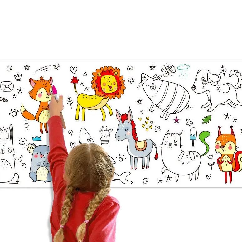 

Children'S Graffiti Scroll Coloring Painting Kindergarten Baby Coloring Canvas Can Be Attached To The Wall Not Dirty Wall