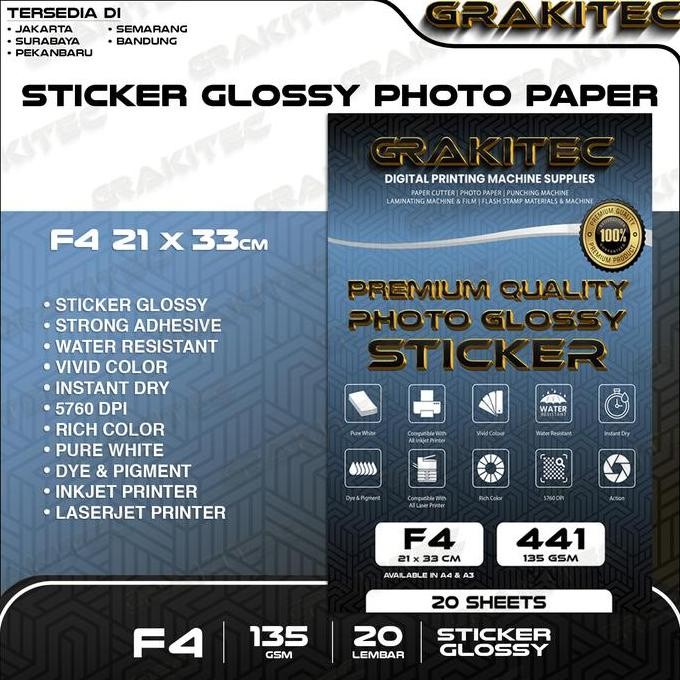 

Grakitec Sticker Glossy Photo Paper F4 135 Gsm Isi 20 Lembar Promo