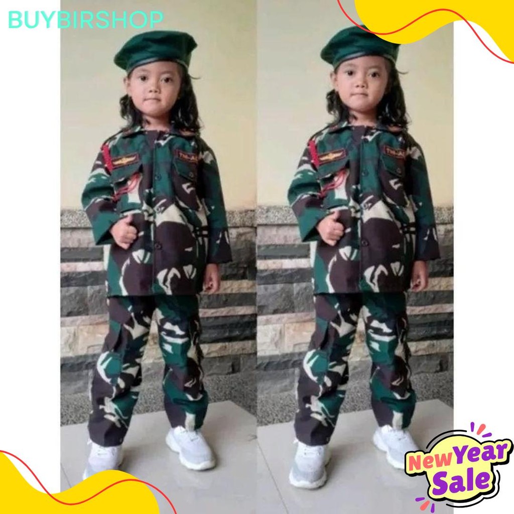 Paket Komplit Baju Seragam Tentara Tni Ad Anak Loreng Au Army Kostum Karnaval Seragam Profesi Anak L