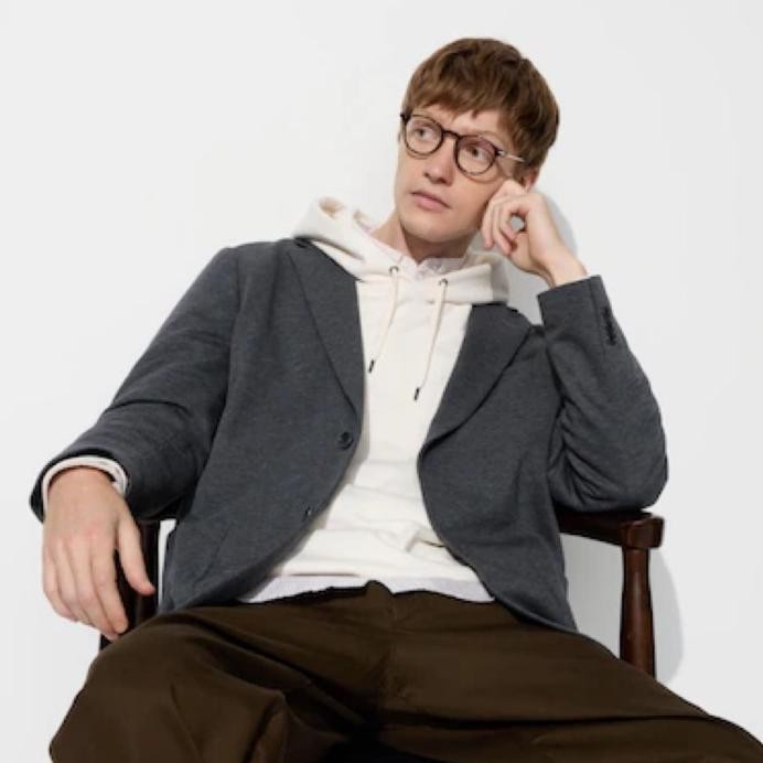 new  UNIQLO Men Jacket Jas Pria Jaket Comfort Dark Gray murah